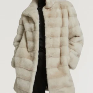 Long mink fur jacket with collar